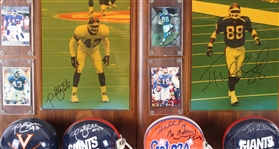 1978-2003 Billy Taylor, Percy Ellsworth & more NY Giants Signed Mini Helmet, Photo 14x20 Plaques (Lot of 4)(JSA)