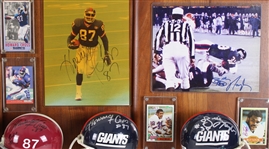 1978-2003 Billy Taylor, Percy Ellsworth & more NY Giants Signed Mini Helmet, Photo 14x20 Plaques (Lot of 4)(JSA)