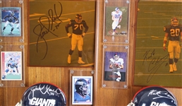 1983-2001 Keith Elias, Ron Stone & more NY Giants Signed Mini Helmet, Photo 14x20 Plaques (Lot of 4)(JSA) 