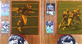 1986-2001 Pepper Johnson, Garnes, Beamon NY Giants Signed Mini Helmet, Photo 14x20 Plaques (Lot of 3)(JSA)