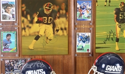 1984-1995 Stephen Baker, Marcus Buckley & more NY Giants Signed Mini Helmet, Photo 14x20 Plaques (Lot of 4)(JSA)