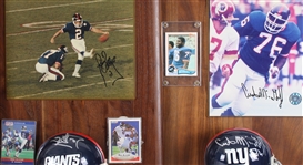 1975-1991 Raul Allegre, George Martin & more NY Giants Signed Mini Helmet, Photo 14x20 Plaques (Lot of 4)(JSA) 