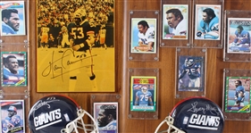 1975-1991 Raul Allegre, George Martin & more NY Giants Signed Mini Helmet, Photo 14x20 Plaques (Lot of 4)(JSA) 