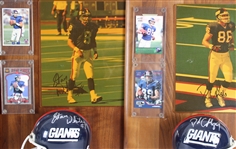 1988-2002 Stan White, Dan Campbell & more NY Giants Signed Mini Helmet, Photo 14x20 Plaques (Lot of 4)(JSA)