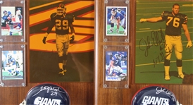 1988-2002 Stan White, Dan Campbell & more NY Giants Signed Mini Helmet, Photo 14x20 Plaques (Lot of 4)(JSA)