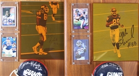 1984-1995 Mike Sherrard, William Roberts & more NY Giants Signed Mini Helmet, Photo 14x20 Plaques (Lot of 4)(JSA)