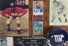 1950s-90s Roosevelt Brown, Chris Canty & more NY Giants Signed Mini Helmet, Photo 14x20 Plaques (Lot of 5)(JSA)