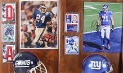 1958-92 Pat Summerall, Jeff Feagles & more NY Giants Signed Mini Helmet, Photo 14x20 Plaques (Lot of 4)(JSA)