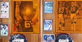 1983-93 Everson Walls, Bart Oates & more NY Giants Signed Mini Helmet, Photo 14x20 Plaques (Lot of 4)(JSA)
