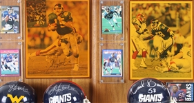 1983-93 Everson Walls, Bart Oates & more NY Giants Signed Mini Helmet, Photo 14x20 Plaques (Lot of 4)(JSA)