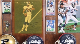 1989-2003 Michael Fox, Keith Hamilton & more NY Giants Signed Mini Helmet, Photo 14x20 Plaques (Lot of 4)(JSA)