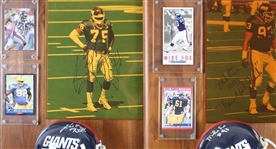 1989-2003 Michael Fox, Keith Hamilton & more NY Giants Signed Mini Helmet, Photo 14x20 Plaques (Lot of 4)(JSA)