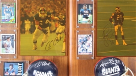 1981-96 Mike Horan, Ed McCaffrey & more NY Giants Signed Mini Helmet, Photo 14x20 Plaques (Lot of 4)(JSA) 