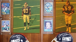 1984-99 Lance Smith, Perry Williams & more NY Giants Signed Mini Helmet, Photo 14x20 Plaques (Lot of 4)(JSA)