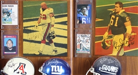 1989-2001 Glenn Parker, Bob Kratch & more NY Giants Signed Mini Helmet, Photo 14x20 Plaques (Lot of 4)(JSA)