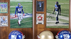 1989-2001 Glenn Parker, Bob Kratch & more NY Giants Signed Mini Helmet, Photo 14x20 Plaques (Lot of 4)(JSA)