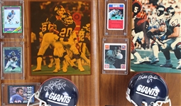 1981-91 Joe Morris, Billy Ard & more NY Giants Signed Mini Helmet, Photo 14x20 Plaques (Lot of 4)(JSA) 