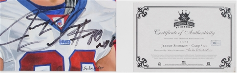 2002 Jeremy Shockey NY Giants Signed Mike Schroeder Illustration w/ Card & 18x23 Frame (JSA) 