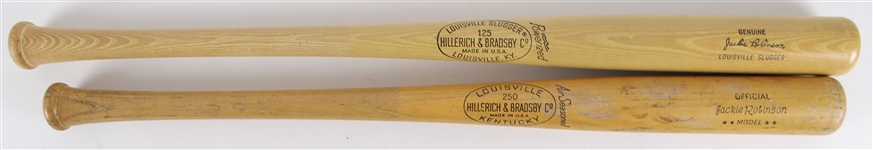 1960's-70's Jackie Robinson Brooklyn Dodgers H&B Louisville Slugger Store Model Bats - Lot of 2