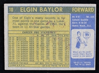 1971-72 Elgin Baylor Los Angeles Lakers Autographed Topps Trading Card #10 (JSA)