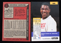 1979-92 George Gervin San Antonio Spurs and Hakeem Olajuwon Houston Rockets Autographed Trading Cards (JSA) (Lot of 2)