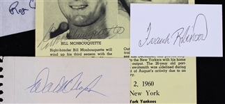 1960's-2000's Baseball Memorabilia Collection - Lot of 10 w/ Frank Robinson Signed Business Card, Carlton Fisk Signed OAL Brown Baseball, Historic Ticket Stubs & More (JSA)
