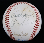 1960's-2000's Baseball Memorabilia Collection - Lot of 10 w/ Frank Robinson Signed Business Card, Carlton Fisk Signed OAL Brown Baseball, Historic Ticket Stubs & More (JSA)