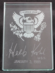 1989-98 Herb Kohl Badgers Kohl Center 5 Basketball w/ USS Plaque 