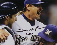 2010 Trevor Hoffman Milwaukee Brewers Signed 13x17 Framed 600th Career Save Photo (JSA) 