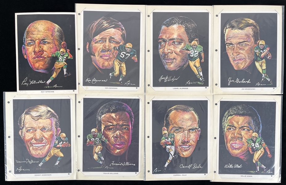 1970 Green Bay Packers Clark Oil 7.5" x 10" Volpe Player Prints - Lot of 8