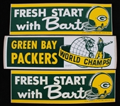 1960s-75 Green Bay Packers Bumper Stickers - Lot of 3 w/ Bart Starr & World Champs