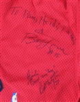 1993-95 Bill Wennington Chicago Bulls Multi Signed Game Worn Uniform Shorts w/ 4 Signatures Including Wennington, Bob Love, Pete Myers & Corie Blount (MEARS LOA/JSA)