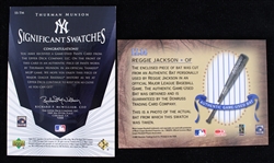 2001-04 Reggie Jackson Thurman Munson New York Yankees Game Used Relic Baseball Trading Cards - Lot of 2