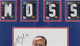 2006 Sinorice Moss New York Giants 22 x 32 Framed Display w/ Signed Trading Cards & Original Art (JSA)