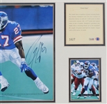 1994 Rodney Hampton New York Giants Signed 15 x 18 Framed Lithograph Display (JSA)