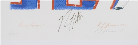 1994 Rodney Hampton New York Giants Signed 21 x 26 Framed Lithograph (JSA)