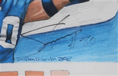 2002 Jeremy Shockey NY Giants Signed Jonathan Gordon Illustration w/ Patch & 19x23 Frame (JSA) 