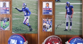 1970-2012 Bob Tucker, Lawrence Tynes & more NY Giants Signed Mini Helmet, Photo 14x20 Plaques (Lot of 4)(JSA)