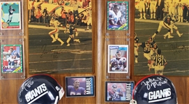 1981-91 Joe Morris, Billy Ard & more NY Giants Signed Mini Helmet, Photo 14x20 Plaques (Lot of 4)(JSA) 