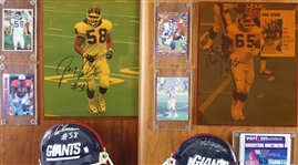 1983-2001 Keith Elias, Ron Stone & more NY Giants Signed Mini Helmet, Photo 14x20 Plaques (Lot of 4)(JSA) 
