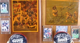 1984-1992 Gary Reasons, Thompson, Bahr NY Giants Signed Mini Helmet, Photo 14x20 Plaques (Lot of 3)(JSA) 