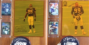 1984-1995 Mike Sherrard, William Roberts & more NY Giants Signed Mini Helmet, Photo 14x20 Plaques (Lot of 4)(JSA)