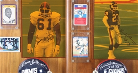 1984-99 Lance Smith, Perry Williams & more NY Giants Signed Mini Helmet, Photo 14x20 Plaques (Lot of 4)(JSA)