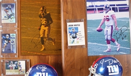 1990s Jason Whittle, Owen Pocham NY Giants & more Signed Mini Helmets, Photos w/ 14x20 Plaques (Lot of 4)(JSA)