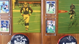 1991-2000 Kenyon Rasheed, Michael Brooks & more NY Giants Signed Mini Helmet, Photo 14x20 Plaques (Lot of 4)(JSA)