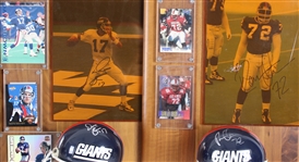 1992-1999 Roman Oben, Dave Brown & more NY Giants Signed Mini Helmet, Photo 14x20 Plaques (Lot of 4)(JSA) 