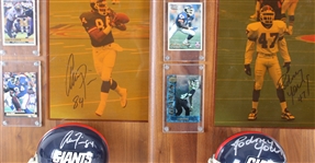 1992-1999 Roman Oben, Dave Brown & more NY Giants Signed Mini Helmet, Photo 14x20 Plaques (Lot of 4)(JSA) 