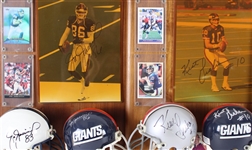 1992-2001 Kent Graham, Joe Jurevicius & more NY Giants Signed Mini Helmet, Photo 14x20 Plaques (Lot of 4)(JSA) 