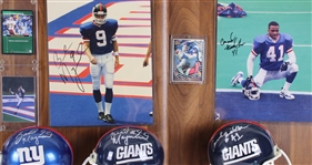 1996-2001 Conrad Hamilton, Dave Thomas & more NY Giants Signed Mini Helmet, Photo 14x20 Plaques (Lot of 4)(JSA) 