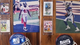 1996-2001 Conrad Hamilton, Dave Thomas & more NY Giants Signed Mini Helmet, Photo 14x20 Plaques (Lot of 4)(JSA) 